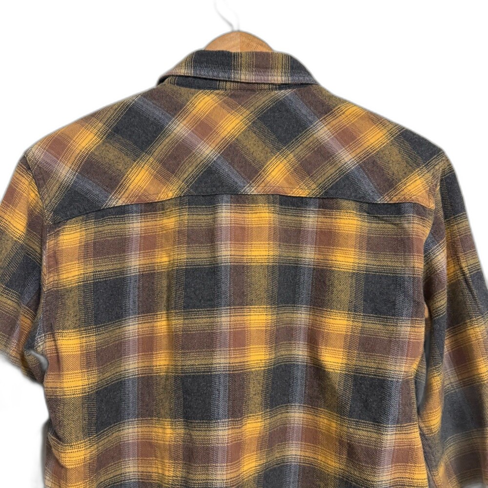 Dakota Grizzly Flannel Shirt Mens M Yellow‎ Brown Plaid Button Up Heavyweight - Picture 7 of 10